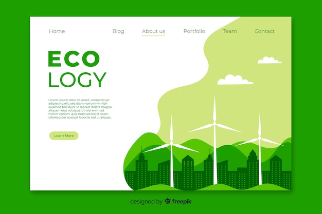 Vector gratuito plantilla de landing page de energía limpia