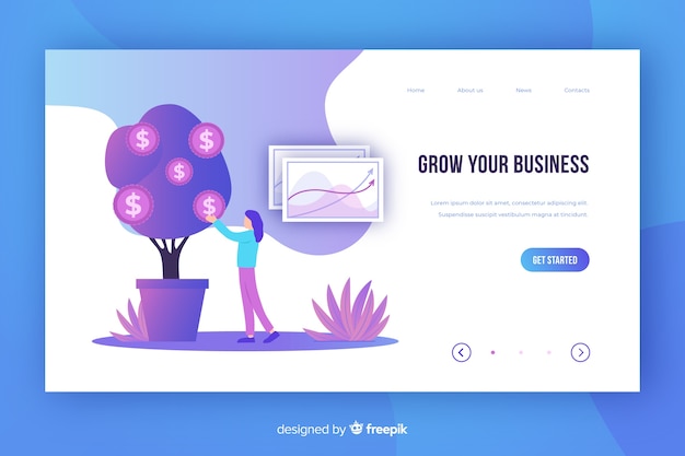 Plantilla de landing page de estrategia negocios