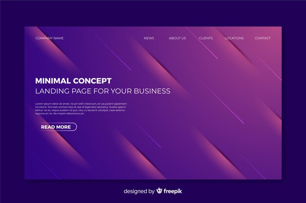 Plantilla de landing page con formas abstractas