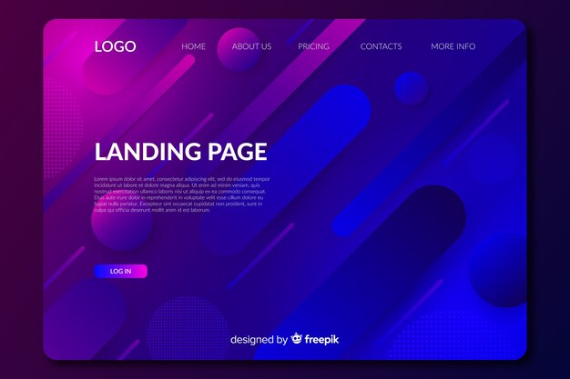 Plantilla de landing page con formas abstractas