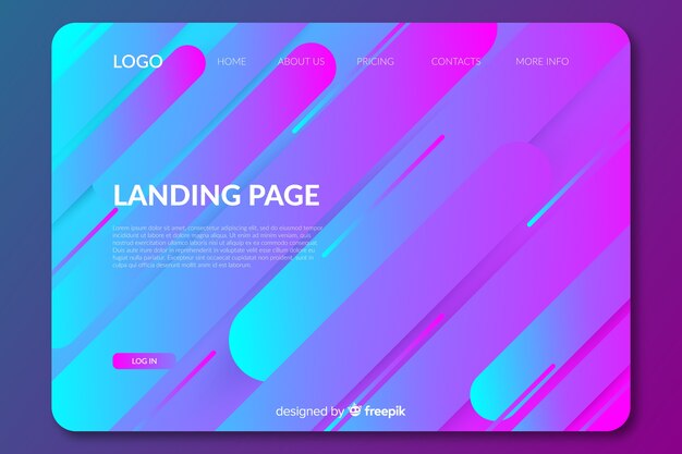 Plantilla de landing page con formas abstractas