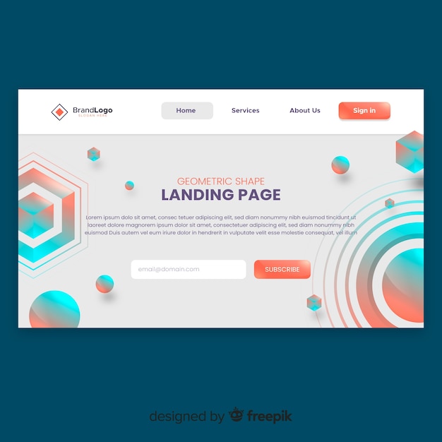 Vector gratuito plantilla de landing page de formas geométricas