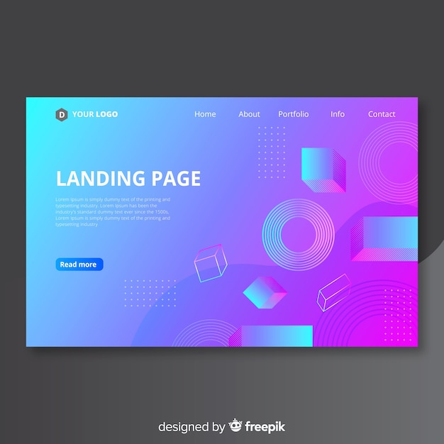 Plantilla de landing page de formas geométricas