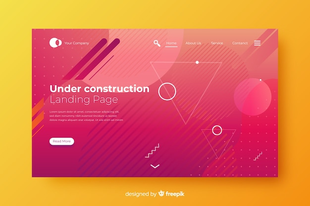 Vector gratuito plantilla de landing page de formas geométricas