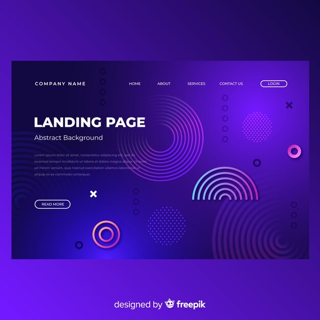 Plantilla de landing page de formas geométricas