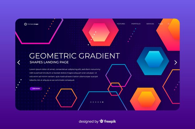 Plantilla de landing page de formas geométricas