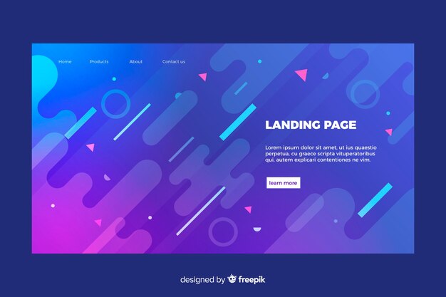 Plantilla de landing page de formas geométricas