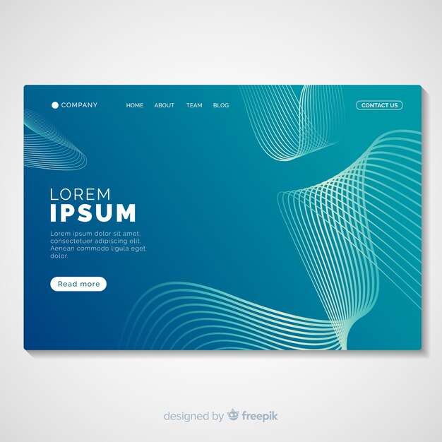 Plantilla de landing page de formas lineales abstractas