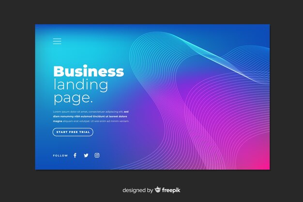 Plantilla de landing page de formas lineales