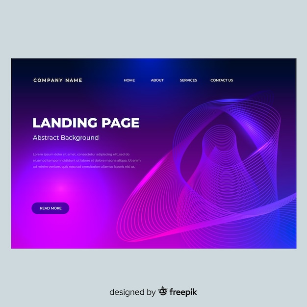 Plantilla de landing page de formas lineales