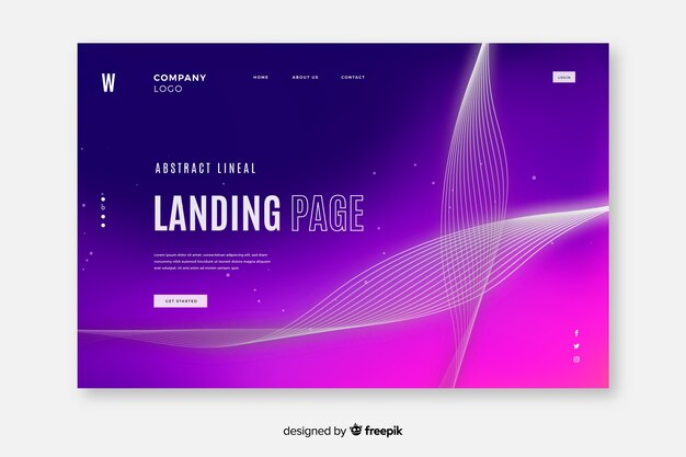 Plantilla de landing page isométrica abstract con formas lineales