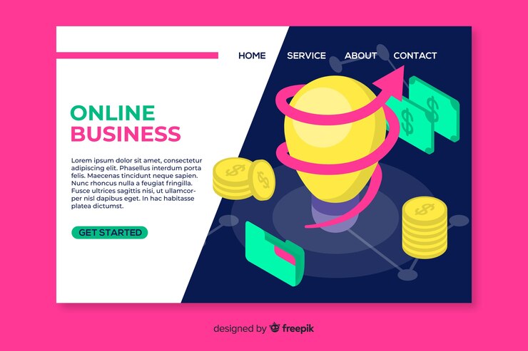Vector gratuito plantilla de landing page isométrica de negocios