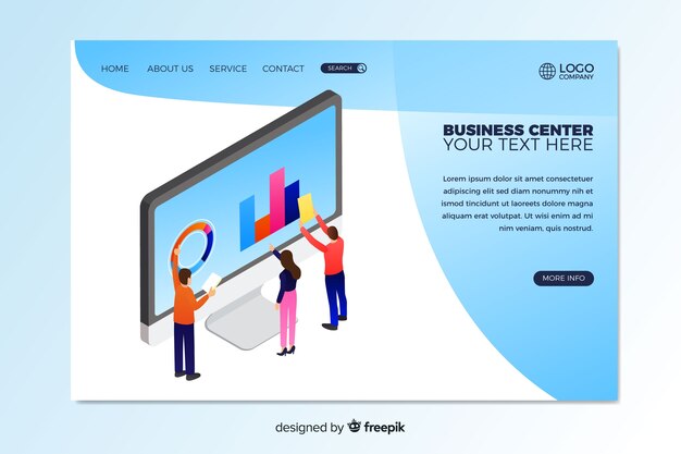 Plantilla de landing page isométrica de negocios