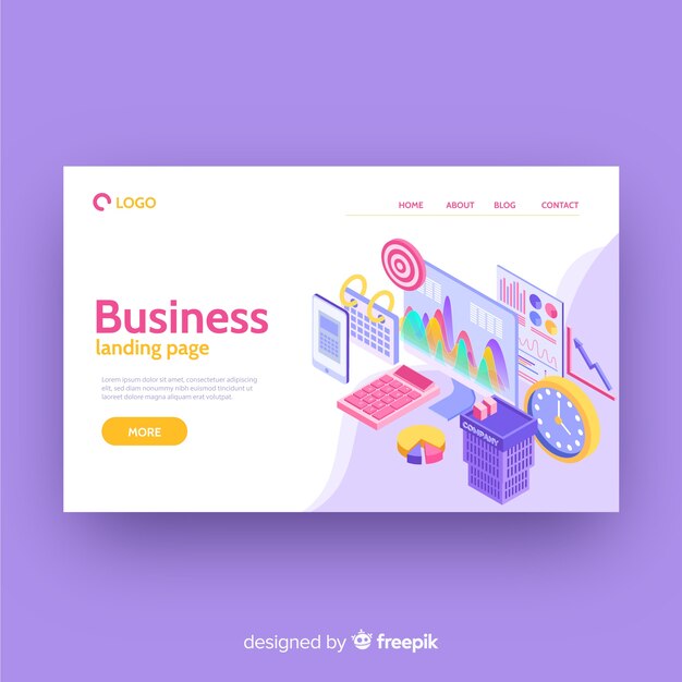 Plantilla de landing page isométrica de negocios