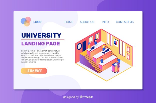 Plantilla de landing page isométrica de universidad