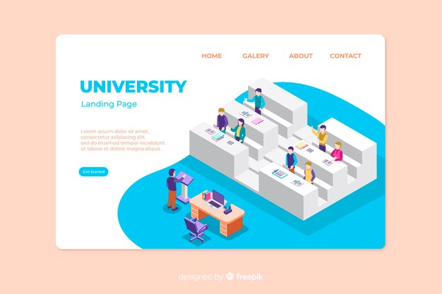 Plantilla de landing page isométrica de universidad