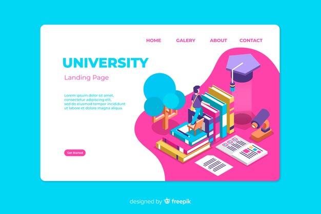Plantilla de landing page isométrica de universidad