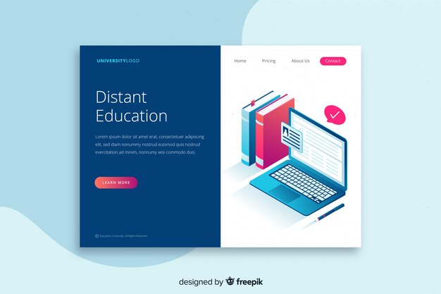 Plantilla de landing page isométrica de universidad
