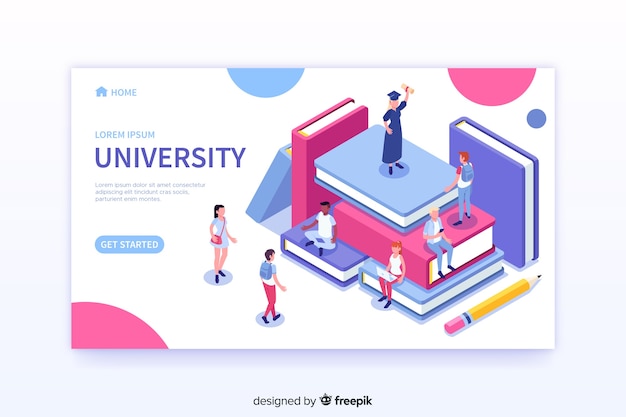 Plantilla de landing page isométrica de universidad