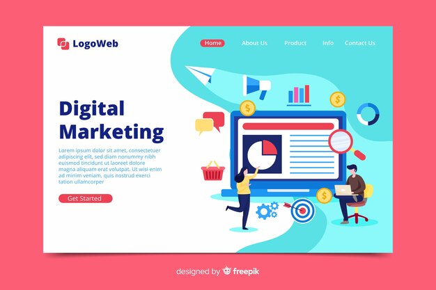 Plantilla de landing page de marketing digital