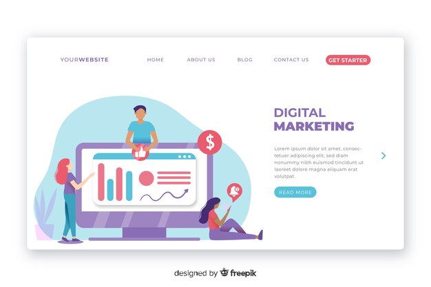 Plantilla de landing page de marketing digital