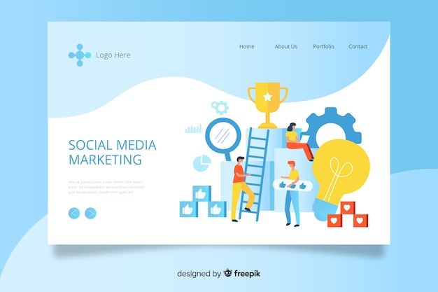 Plantilla de landing page de marketing de redes sociales