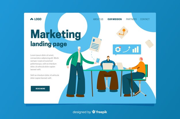 Vector gratuito plantilla de landing page de marketing