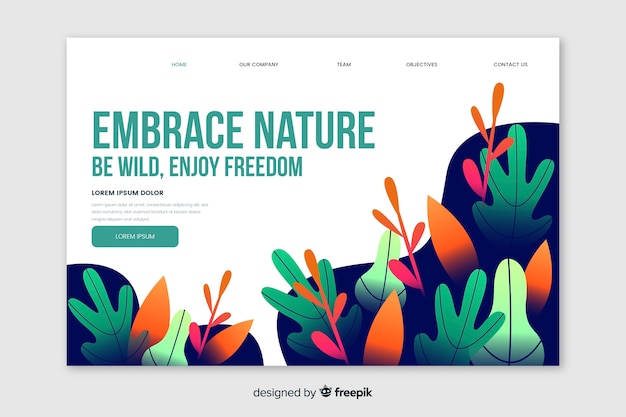 Vector gratuito plantilla de landing page de naturaleza