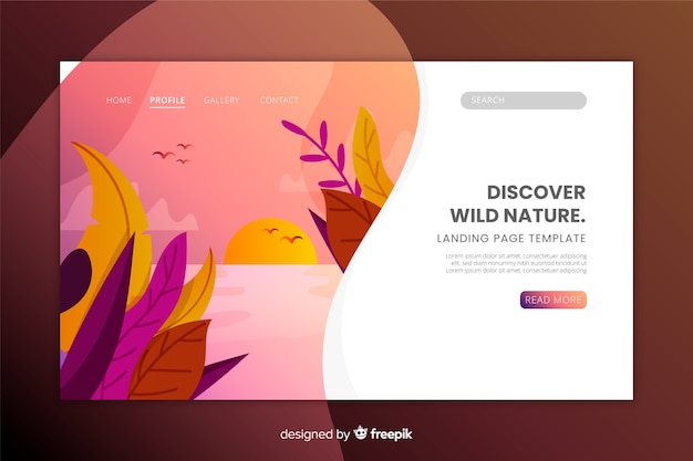 Vector gratuito plantilla de landing page de naturaleza