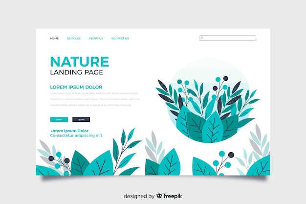 Vector gratuito plantilla de landing page de naturaleza