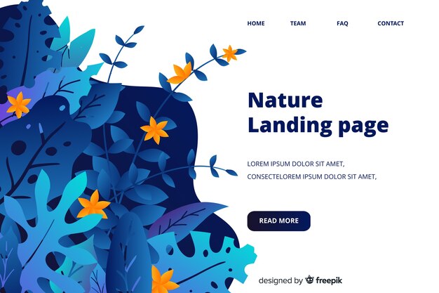 Plantilla de landing page de naturaleza