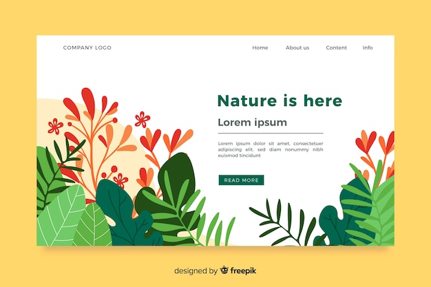 Plantilla de landing page de naturaleza