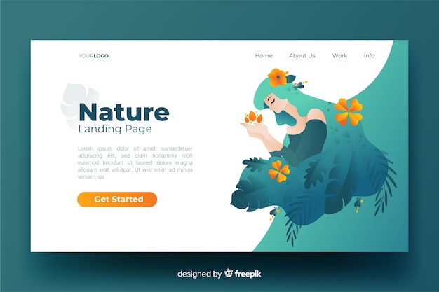 Vector gratuito plantilla de landing page de naturaleza