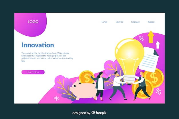 Vector gratuito plantilla de landing page de negocios en diseño plano