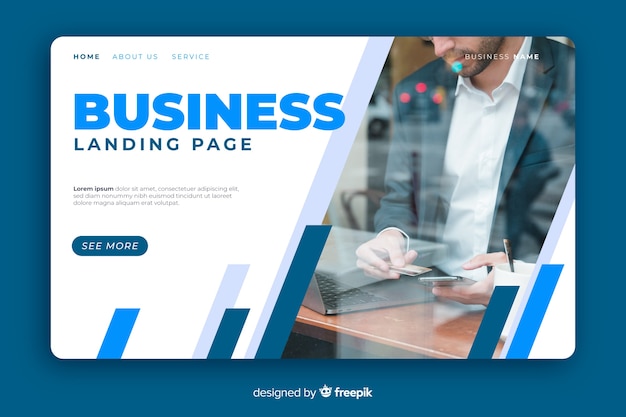 Plantilla de landing page de negocios con foto