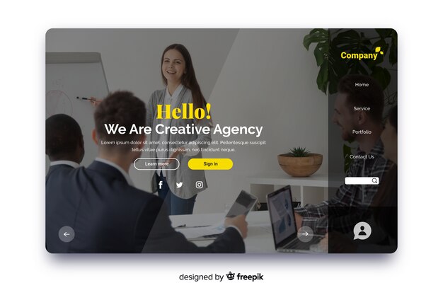 Plantilla de landing page de negocios con imagen