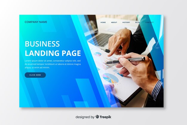 Plantilla de landing page de negocios con imagen