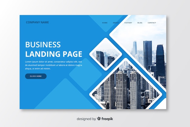 Plantilla de landing page de negocios con imagen