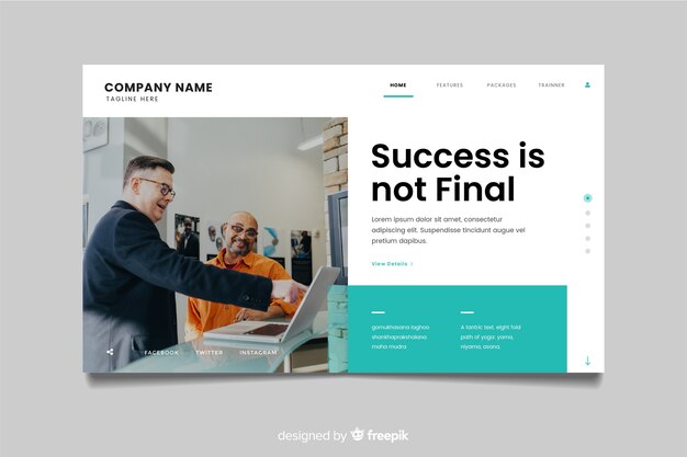 Plantilla de landing page de negocios con imagen