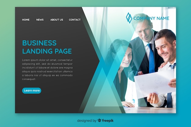 Plantilla de landing page de negocios con imagen