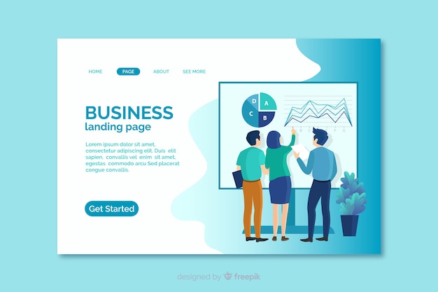 Vector gratuito plantilla de landing page de negocios