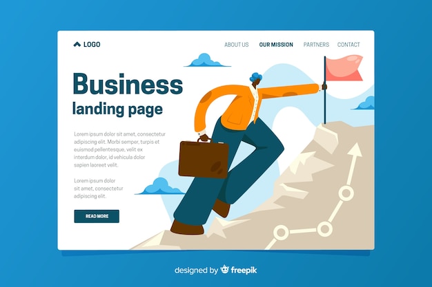 Vector gratuito plantilla de landing page de negocios