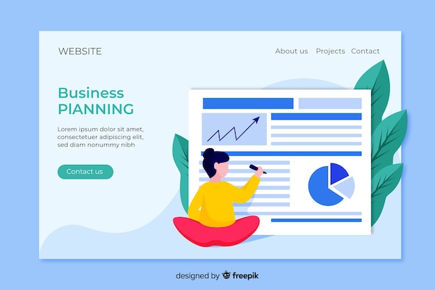 Vector gratuito plantilla de landing page de negocios