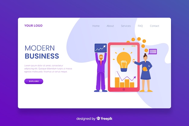 Vector gratuito plantilla de landing page de negocios