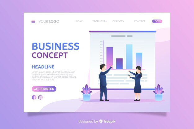 Plantilla de landing page de negocios