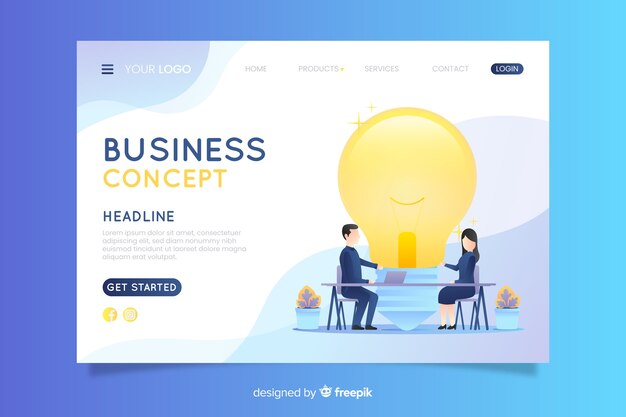Plantilla de landing page de negocios