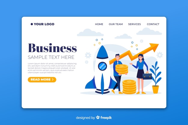 Vector gratuito plantilla de landing page de negocios