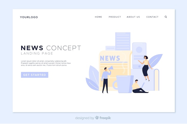 Plantilla de landing page de noticias online