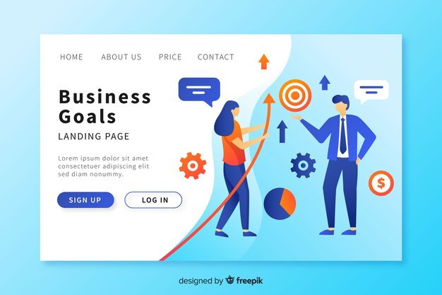 Plantilla de landing page de objetivos de negocios
