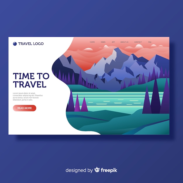 Plantilla de landing page de paisaje de viaje
